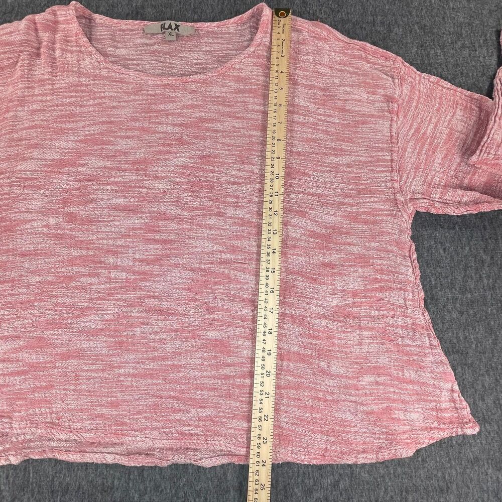 FLAX XL Red Marled Linen Top Boxy Oversized Lagenlook Boho Coastal Long Sleeve - Picture 7 of 10